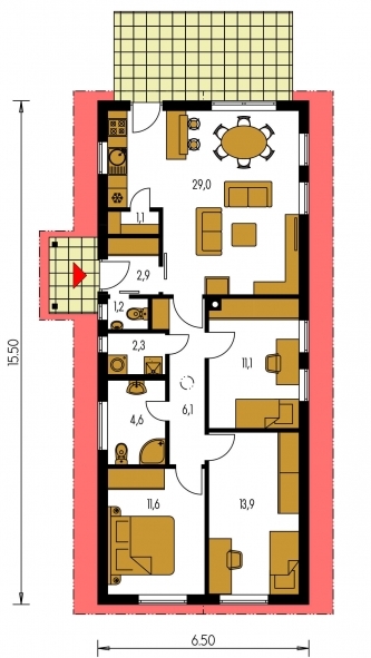 Mirror image | Floor plan of ground floor - BUNGALOW 122